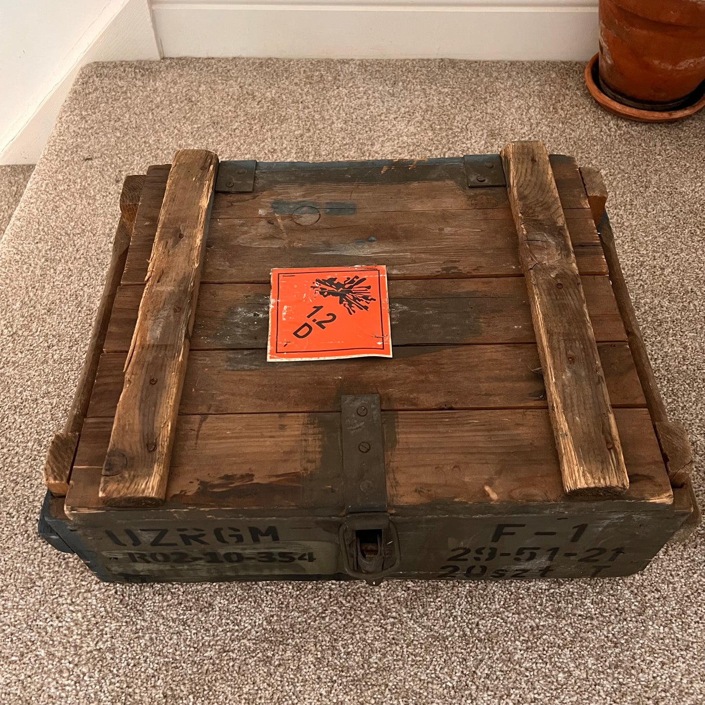 Genuine Polish Soviet F-1 Grenade Crate With 20 x 3D Printed Replica Grenades