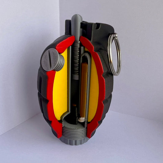 3D Printed Cutaway British No. 36 Mills Bomb Replica (Simulated Filler)